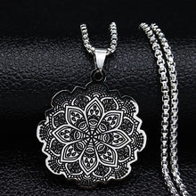 Load image into Gallery viewer, 157 Afawa Women&#39;s Flower of Life Stainless Steel Statement Pendant Necklace