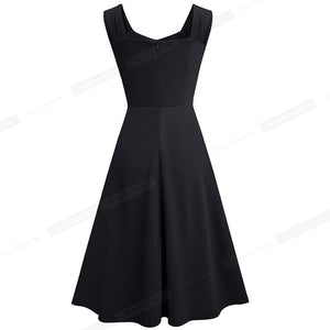 848 Nice-forever Women's Sleeveless Solid Color Flare Swing Women Dress