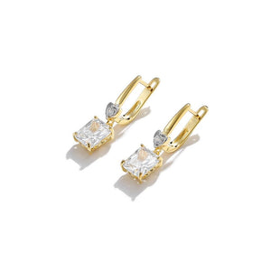 592 INALIS Women's Gold Plated Copper Love Square CZ Stud Dangle Earrings