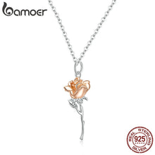Load image into Gallery viewer, 223 Bamoer Sterling Silver 925 Platinum Plated Graceful Rose Pendant Necklace
