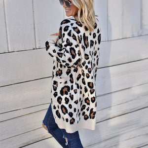 720 LOGAMI Women's Long Leopard Long Sleeve Cardigan Sweater Shrug