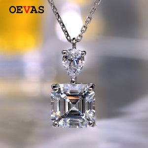 863 OEVAS 100% 925 Sterling Silver Sparkling Created Moissanite Pendant Necklace