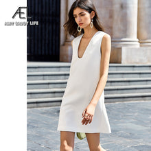 Load image into Gallery viewer, 155 AEL Women&#39;s White Sleeveless Straight Silhouette Wrap Tank Mini Dress