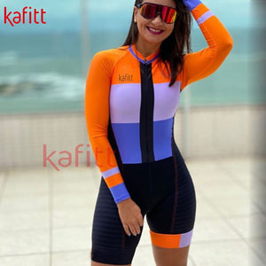 645 Kafitt Women's Triathlon Long Sleeve Leotard Cycling Suit Plus