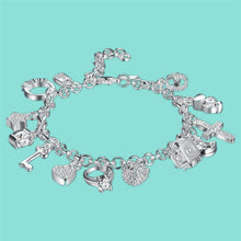 Load image into Gallery viewer, 159 AGDRMER Women&#39;s 925 Sterling Silver Plated Copper Multi Charms Bracelet