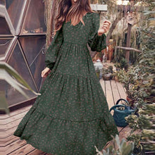 Load image into Gallery viewer, 1393 Women&#39;s Long Puff Sleeve Floral Ruffle Maxi Dress