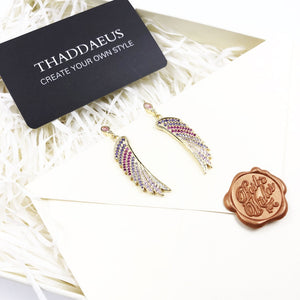 1047 Thaddaeus Elegant Women's Hummingbird Wings 925 Sterling Silver CZ Earrings