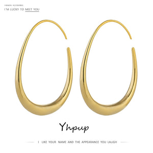 1235 Yhpup New Fashion Brand 18K Over Copper Charm Metal Stud Hoop Earrings