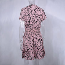 Load image into Gallery viewer, 724 Lossky Women&#39;s Summer Leopard A-Line Black Ruffle Short Sleeve Mini Dresses