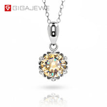 Load image into Gallery viewer, 505 GIGAJE Champagne Moissanite Lotus 18K WG Plated 925 Silver Necklace