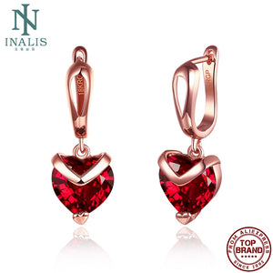 591 INALIS Women's 18KRG Rose Gold Tone Heart Shape Earrings Dangle Earrings