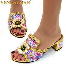 Load image into Gallery viewer, 1387 Women&#39;s Italian Rhinestone Flower Sandals Shoes