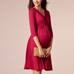 283 Breastfeeding Maternity V-neck Half Sleeve Evening Dress