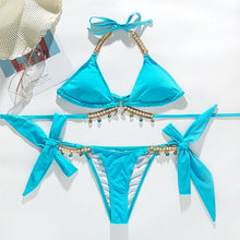 Load image into Gallery viewer, 704 Liket Shiny Created Diamond Bikini Push-Up Halter Brazilian Swimwear