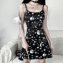 Load image into Gallery viewer, 1193 Women&#39;s Spaghetti Strap Starry Sky High Waist Slim Little Black Dress
