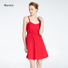 Load image into Gallery viewer, 748 Marwin Women&#39;s Solid Knee-Length Spaghetti Strap Empire Dresses