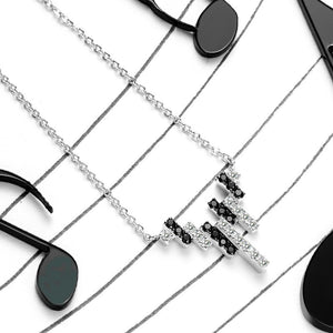 1282 [BLACK AWN] Women's 925 Sterling Silver CZ Jewelry Pendant Necklace
