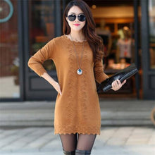 Load image into Gallery viewer, 1239 Yipn.igacoyou Women&#39;s Long Sleeve Pullover Knit Sweater Dress Plus