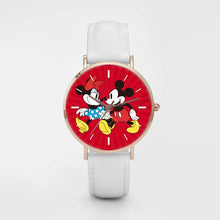 Load image into Gallery viewer, 398 Disney Minnie &amp; Mickey Mouse White Leather Watchbands Watch
