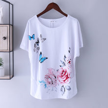 Load image into Gallery viewer, 1197 Women&#39;s Summer Cotton Loose Short Batwing Sleeve Butterfly T-shirt Plus