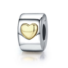 Load image into Gallery viewer, 259 Bisaer Authentic Sterling Silver Stopper Heart Star CZ Beads Fits Pandora Bracelet