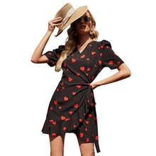 Load image into Gallery viewer, 676 KXMZ Women&#39;s Loose A-line Short Sleeve Heart Print Dress