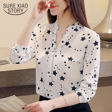 Load image into Gallery viewer, 1024 Sure XIAO Story Women&#39;s Long Sleeve Button Down Chiffon Stars Blouse Shirt