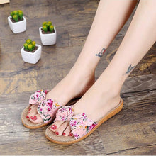 Load image into Gallery viewer, 1413 Women&#39;s Flax Slides Linen Floral Sandals