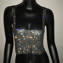 Load image into Gallery viewer, 473 Festival Queen Bling Rhinestones Backless Sequins Camisole Party Crop Top