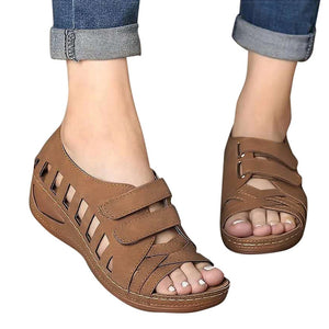 485 FUNMARS.T Women's Soft PU Leather Wedges Heel Sandals