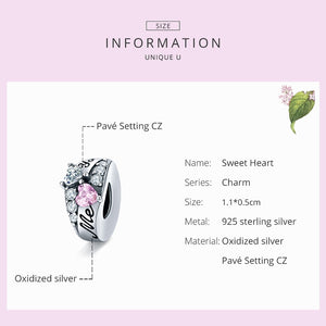 224 Bamoer Sterling Silver 925 Sweet Heart Cubic Zirconia Charm For Pandora Bracelet
