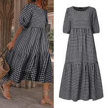 Load image into Gallery viewer, 1106 VONDA Women&#39;s Puff Sleeves Vintage Style Loose Dresses Plus