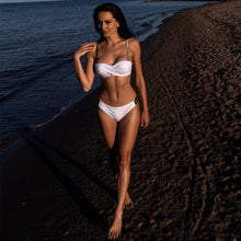 Load image into Gallery viewer, 932 Riseado Push-up Shiny Ruched Brazilian 2 Piece Bikini Swimwear