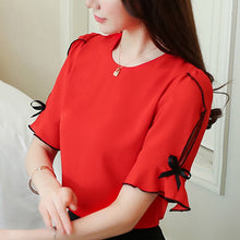 Load image into Gallery viewer, 1029 SURWENYUE Women&#39;s Short Ruffle Sleeve O-neck Chiffon Blouse Top Plus