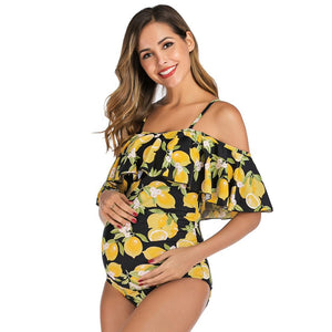 959 seafanny Women's Summer Maternity Suspender Floral Print One Piece Swimsuit