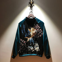 Load image into Gallery viewer, 206 Women&#39;s Blue Embroidery Bomber Jacket