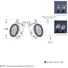 Load image into Gallery viewer, 270 Black Awn Classic 925 Sterling Silver Round Black Trendy Spinel Hoop Earrings