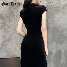 Load image into Gallery viewer, 514 Goth Dark Romantic Gothic Velvet Aesthetic Vintage Style Short Sleeve Dresses