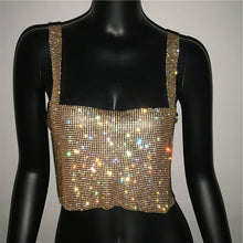 Load image into Gallery viewer, 473 Festival Queen Bling Rhinestones Backless Sequins Camisole Party Crop Top