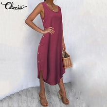 Load image into Gallery viewer, 321 Celmia Women&#39;s Stylish Irregular Hem Sleeveless Loose O-Neck Dress Plus