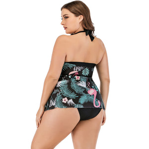 455 Fabo Flamingos Two Piece Push-up Tankini Swimsuit Plus