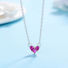 Load image into Gallery viewer, 628 JoiasHome Lovely Sterling Silver Sweet Heart CZ Pendant Necklace Clavicle Chain
