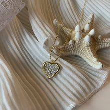 Load image into Gallery viewer, 861 Obear Exquisite 14K Gold 925 Sterling Silver Pavé Crystal Heart Pendant Necklace