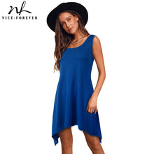 Load image into Gallery viewer, 847 Nice-forever Women&#39;s Sleeveless O-neck Pure Color Irregular Hem Loose Dresses