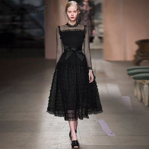 770 MoaaYina Fashion Designer Elegant Long Sleeve Lace Up Ball Gown Dress