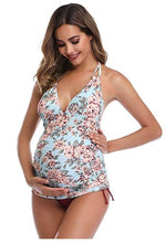 Load image into Gallery viewer, 958 seafanny Women&#39;s Maternity Tankini Halter Floral Print Swimsuit