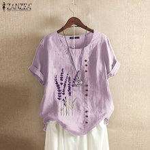 Load image into Gallery viewer, 1265 ZANZEA Women&#39;s Summer Embroidery Short Sleeve O-neck Tops Plus