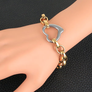 254 Bijuterii Women's High Quality Stainless Steel Heart Chain Bracelet