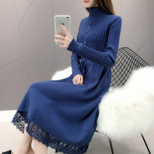 Load image into Gallery viewer, 692 Last Summer Women&#39;s Pullover Long Sleeve Knitted Long Sweater Dress