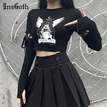 Load image into Gallery viewer, 596 InsGoth Women&#39;s Witch Print Black Long Sleeve Patchwork Tops
